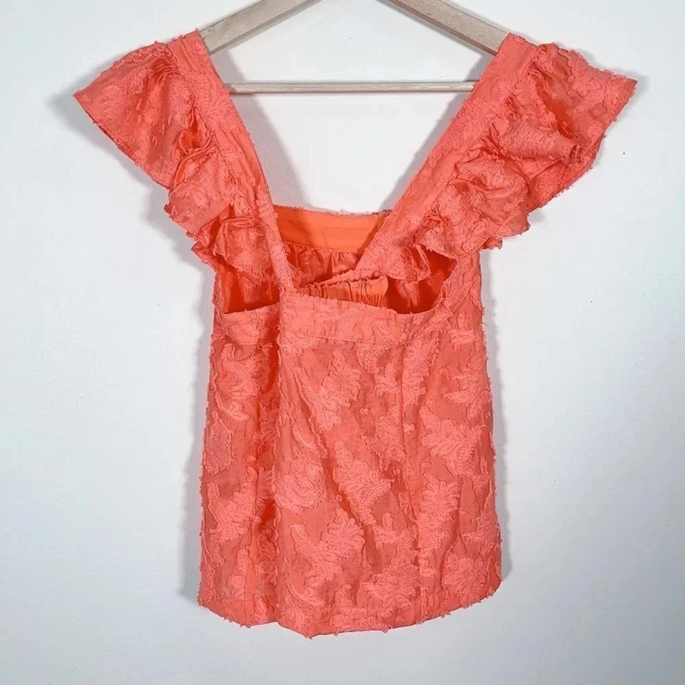 Anthropologie Coral Crossback Ruffled Top - Picture 14 of 14